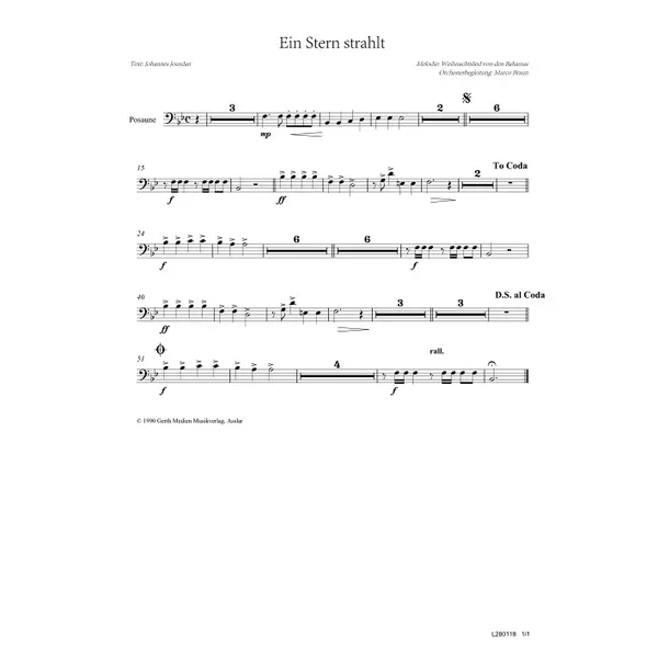 Produktbild des Artikels Ein Stern strahlt (Posaune) (Noten - Download)