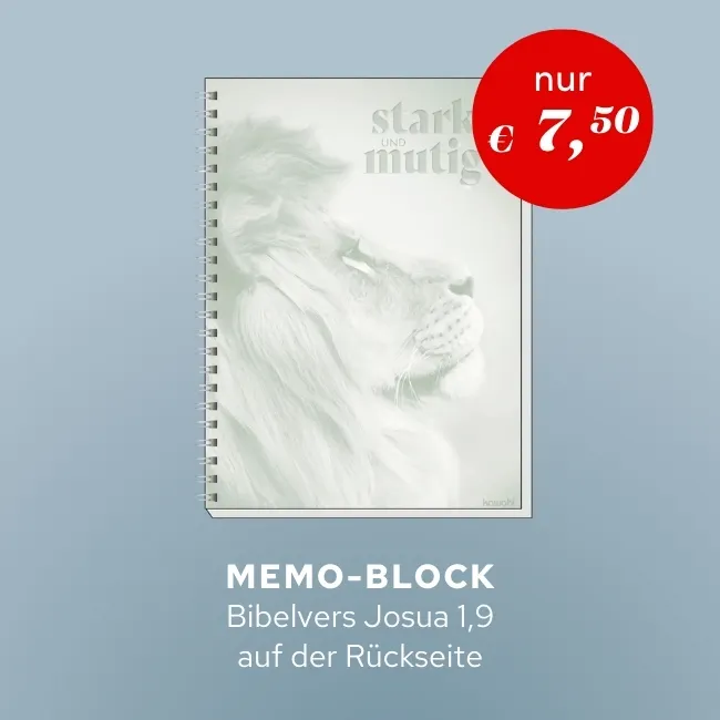 Memo-Block - Bibelvers Josua 1,9 auf der Rückseite