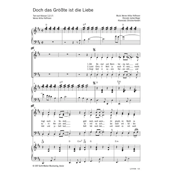 Produktbild des Artikels Doch das Größte ist die Liebe (Noten - Download)