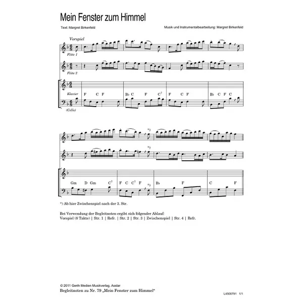 Produktbild des Artikels Mein Fenster zum Himmel (Noten - Download)