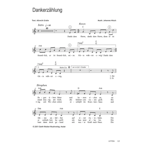 Produktbild des Artikels Dankerzählung (Noten - Download)