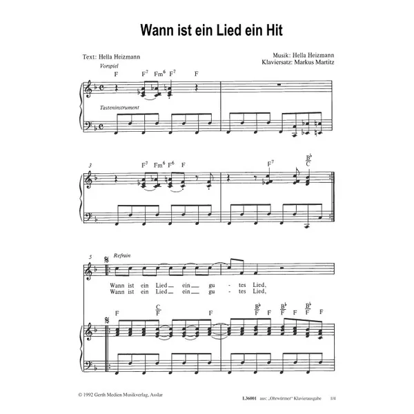 Produktbild des Artikels Wann ist ein Lied ein Hit (Noten - Download)