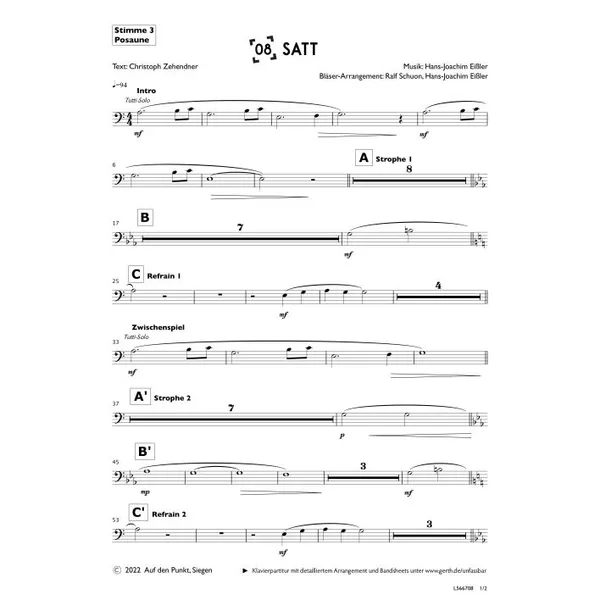 Produktbild des Artikels Satt (3. Posaune) (Noten - Download)