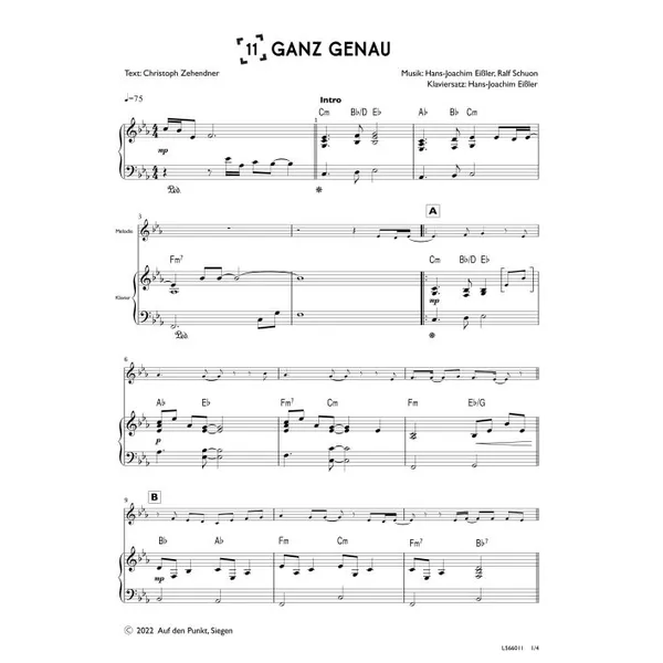Produktbild des Artikels Ganz genau (Klavier) (Noten - Download)