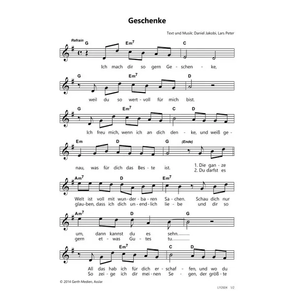 Produktbild des Artikels Geschenke (Noten - Download)