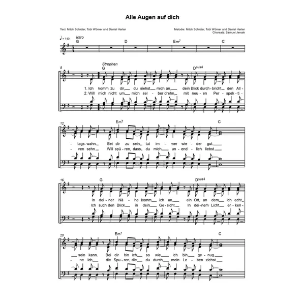 Produktbild des Artikels Alle Augen auf dich (Noten - Download)