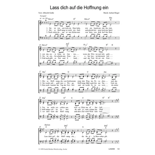 Produktbild des Artikels Lass dich auf die Hoffnung ein (Noten - Download)