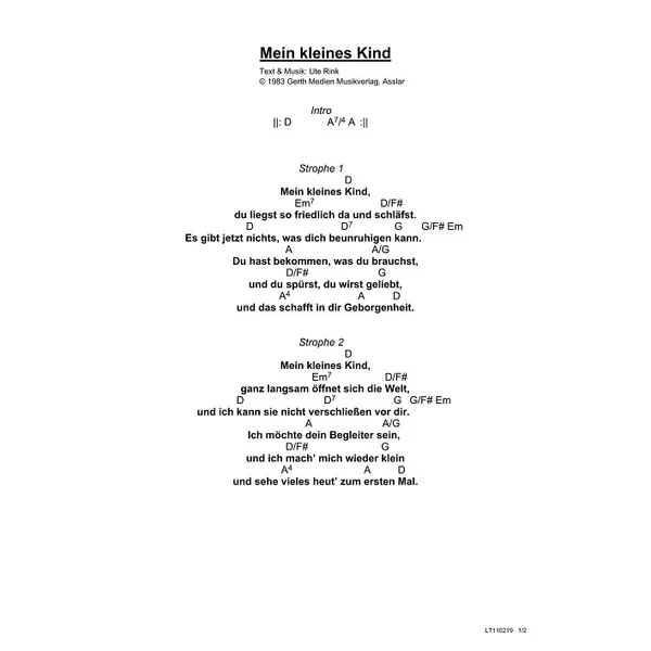 Produktbild des Artikels Mein kleines Kind (Noten - Download)