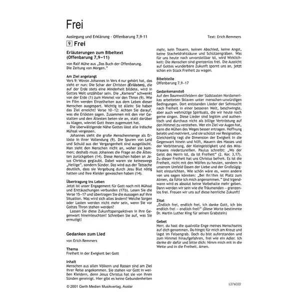 Produktbild des Artikels Frei (Noten - Download)