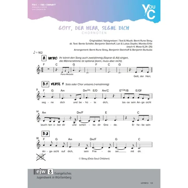 Produktbild des Artikels Gott, der Herr segne dich (Noten - Download)