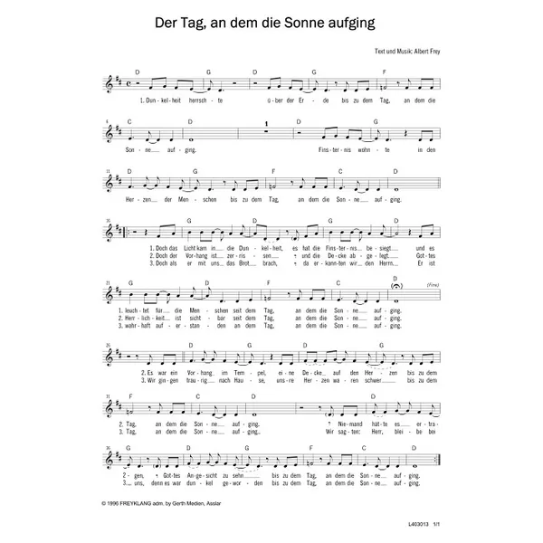 Produktbild des Artikels Der Tag, an dem die Sonne aufging (Noten - Download)
