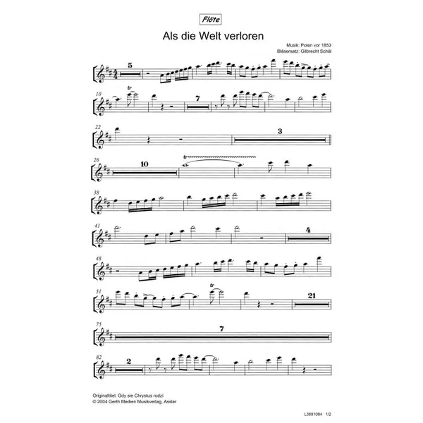 Produktbild des Artikels Als die Welt verloren (Flöte) (Noten - Download)