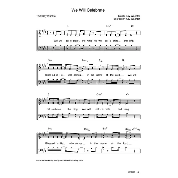 Produktbild des Artikels We Will Celebrate (Noten - Download)