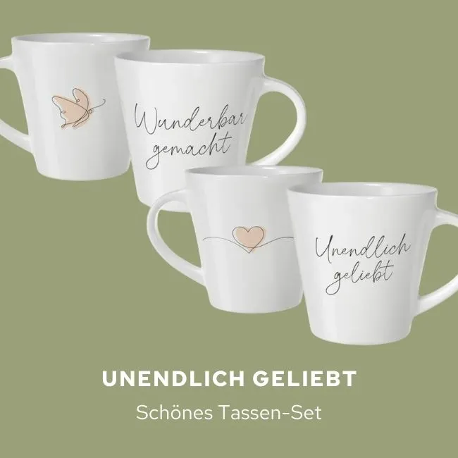 Tassen-Set „unendlich geliebt“