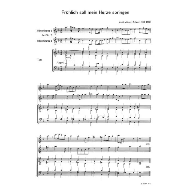 Produktbild des Artikels Fröhlich soll mein Herze springen (Noten - Download)