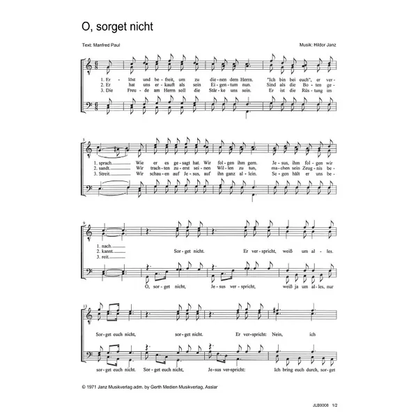 Produktbild des Artikels O, sorget nicht (Noten - Download)