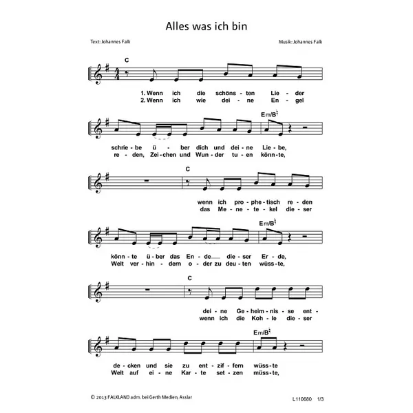 Produktbild des Artikels Alles was ich bin (Noten - Download)