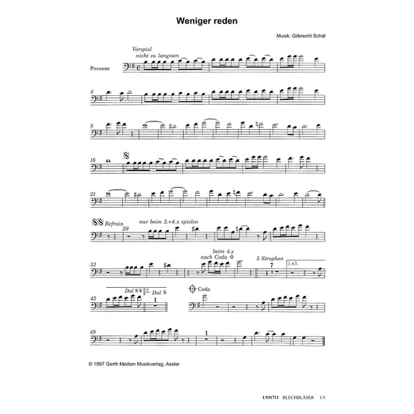 Produktbild des Artikels Weniger reden (Blechbläser) (Noten - Download)