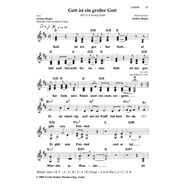 Produktbild des Artikels Gott ist ein großer Gott (Noten - Download)