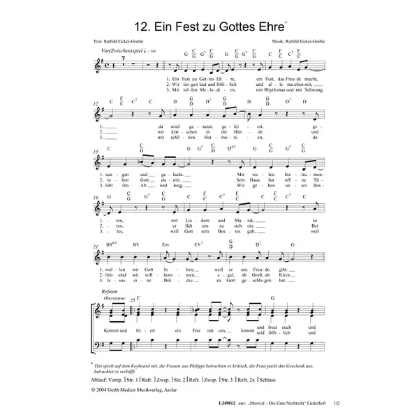 Produktbild des Artikels Ein Fest zu Gottes Ehre (Noten - Download)