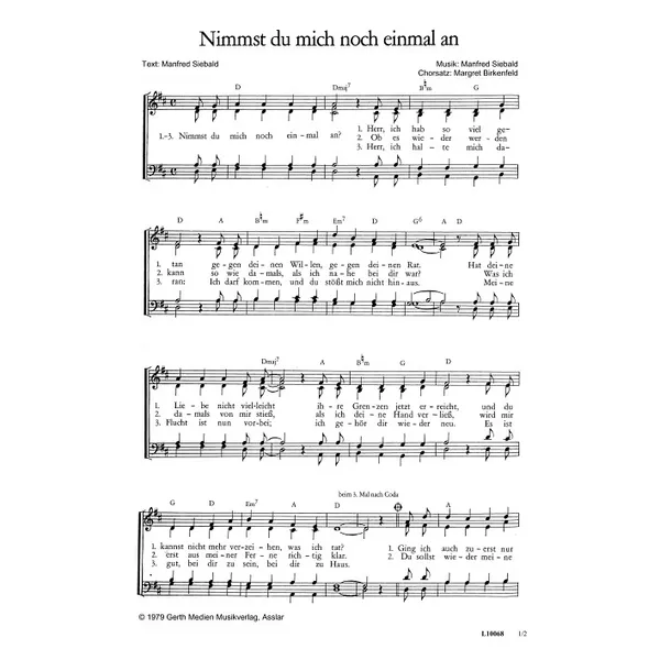 Produktbild des Artikels Nimmst du mich noch einmal an (Noten - Download)