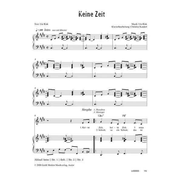 Produktbild des Artikels Keine Zeit (Noten - Download)