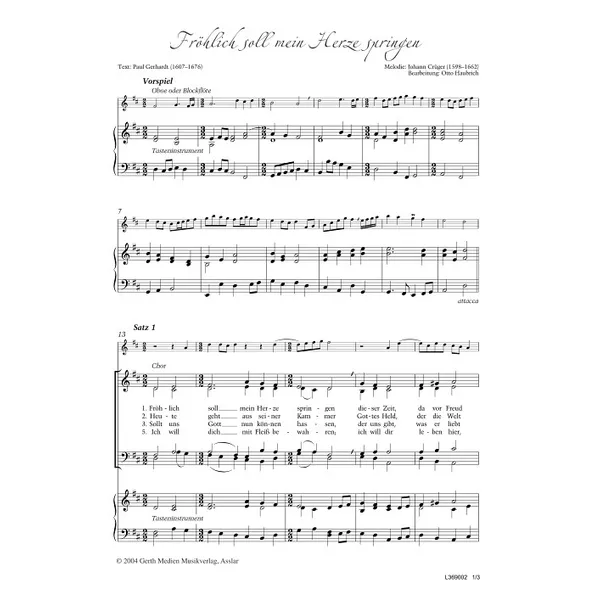 Produktbild des Artikels Fröhlich soll mein Herze springen (Noten - Download)