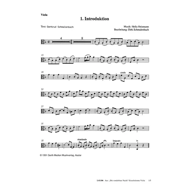 Produktbild des Artikels Die sonderbare Nacht (Viola) (Noten - Download)