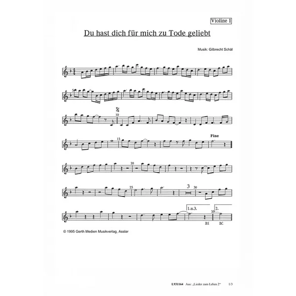 Produktbild des Artikels Du hast dich für mich zu Tode geliebt (Streicher) (Noten - Download)