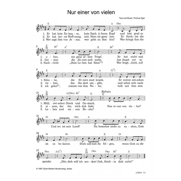 Produktbild des Artikels Nur einer von vielen (Noten - Download)