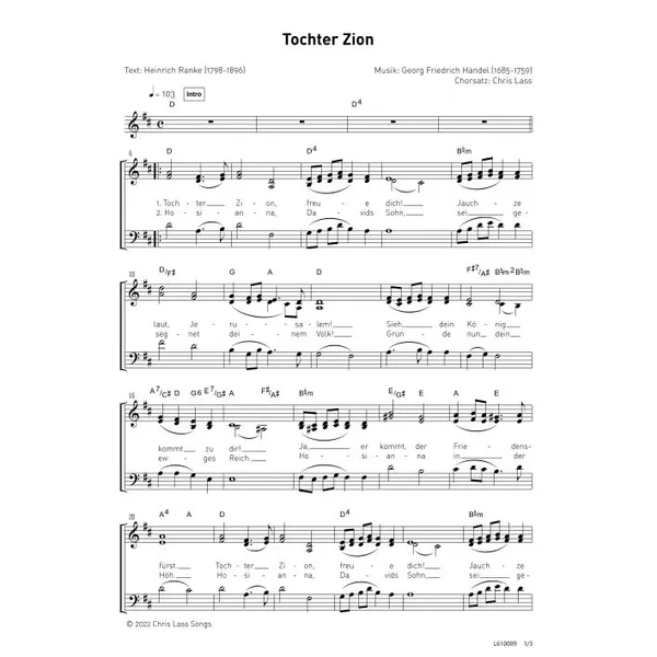 Produktbild des Artikels Tochter Zion (Noten - Download)