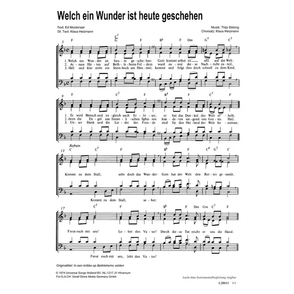Produktbild des Artikels Welch ein Wunder ist heute geschehen (Noten - Download)