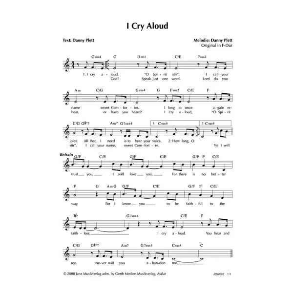 Produktbild des Artikels I Cry Aloud (Noten - Download)