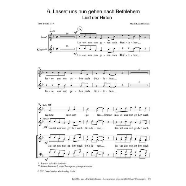 Produktbild des Artikels Lasset uns nun gehen nach Bethlehem (Noten - Download)