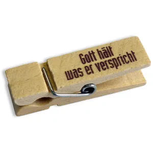 Produktbild des Artikels Holzklammer "Gott hält was er verspricht" (Schreibwaren)