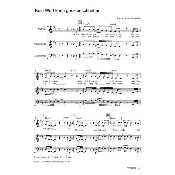 Produktbild des Artikels Kein Wort kann ganz beschreiben (Noten - Download)