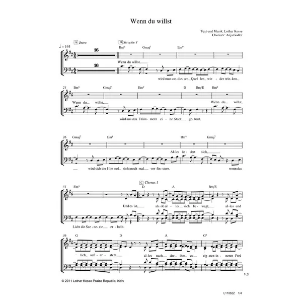 Produktbild des Artikels Wenn du willst (Noten - Download)