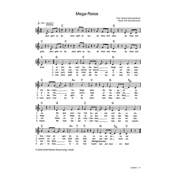 Produktbild des Artikels Mega-Reise (Noten - Download)