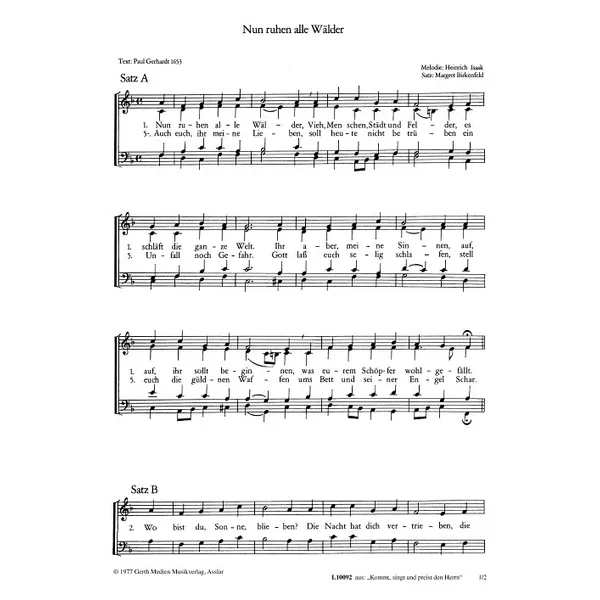 Produktbild des Artikels Nun ruhen alle Wälder (Noten - Download)