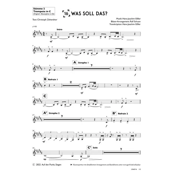 Produktbild des Artikels Was soll das? (2. Trompete in C) (Noten - Download)