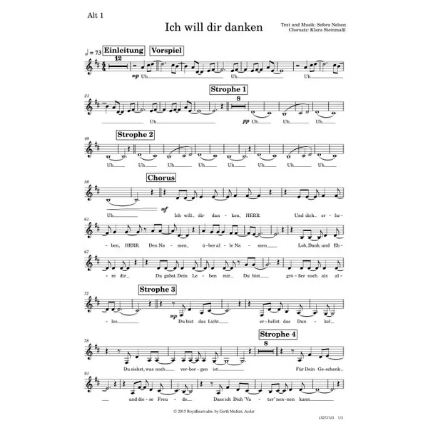 Produktbild des Artikels Ich will dir danken (Alt 1) (Noten - Download)