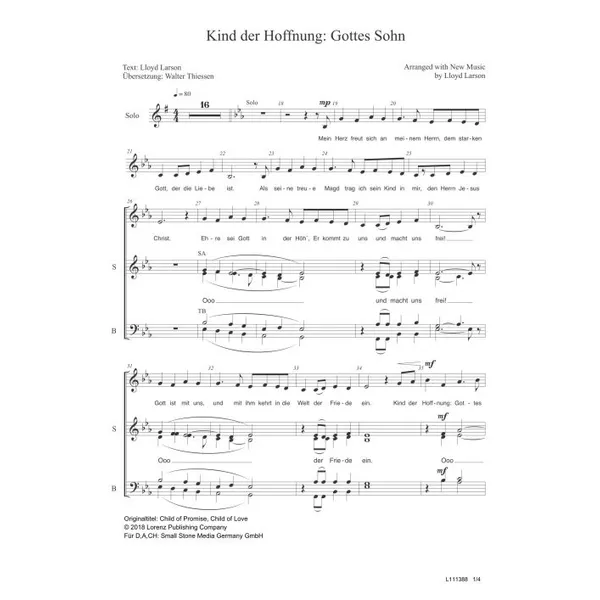 Produktbild des Artikels Kind der Hoffnung: Gottes Sohn (Noten - Download)