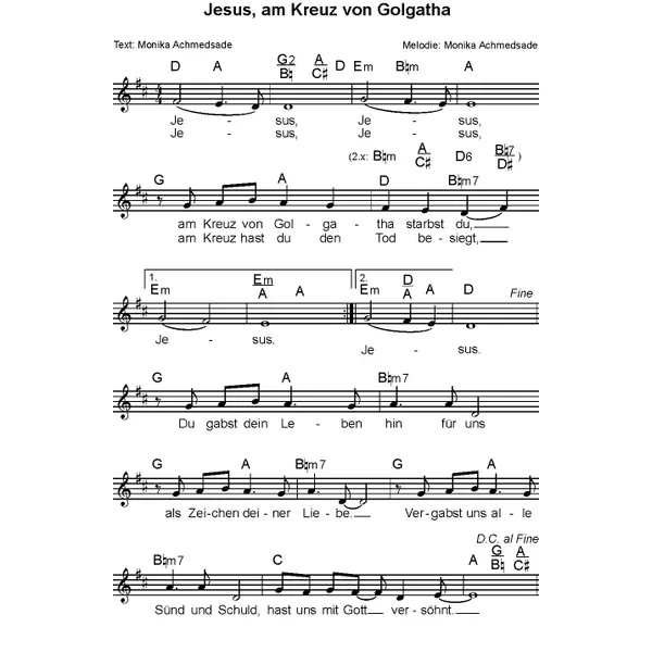 Produktbild des Artikels Jesus am Kreuz von Golgatha (Noten - Download)
