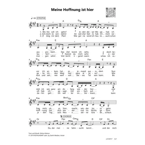 Produktbild des Artikels Meine Hoffnung ist hier (Noten - Download)