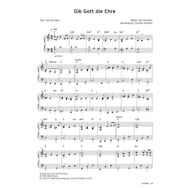 Produktbild des Artikels Gib Gott die Ehre (Noten - Download)