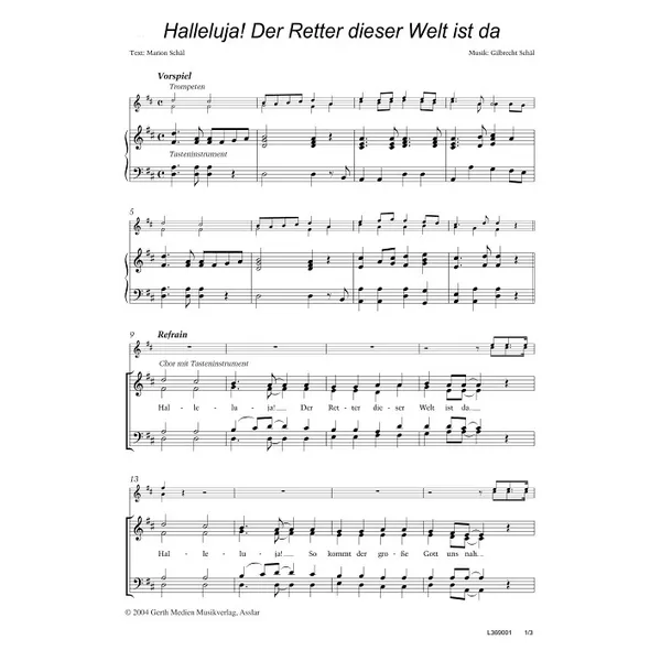 Produktbild des Artikels Halleluja! Der Retter dieser Welt ist da (Noten - Download)