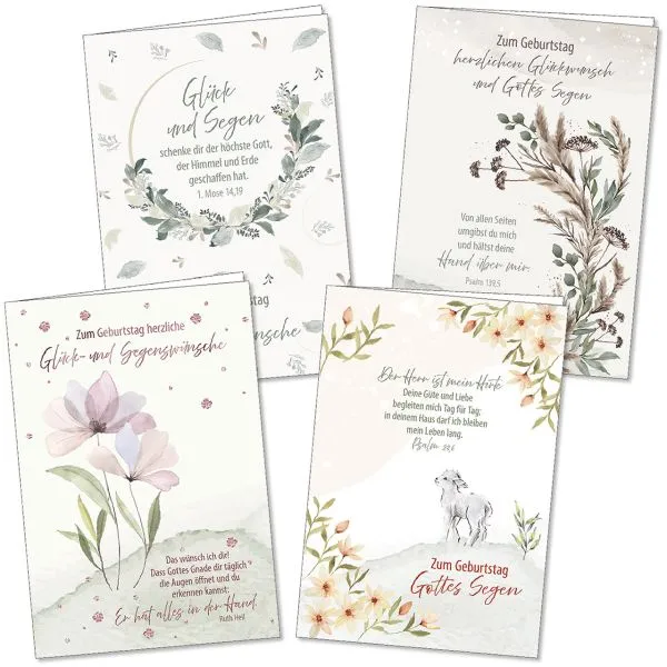 Produktbild des Artikels Faltkartenserie: Geburtstag, 4 Stück (Schreibwaren)