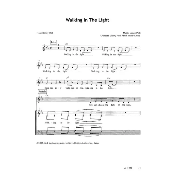 Produktbild des Artikels Walking In The Light (Noten - Download)