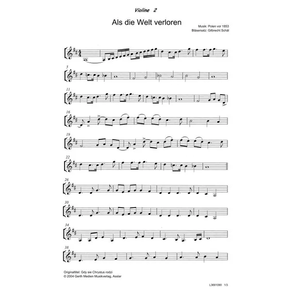 Produktbild des Artikels Als die Welt verloren (Violine 2) (Noten - Download)
