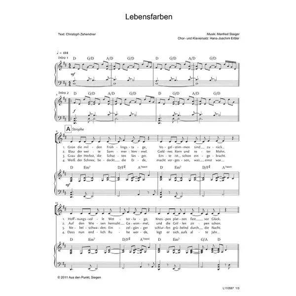 Produktbild des Artikels Lebensfarben (Noten - Download)
